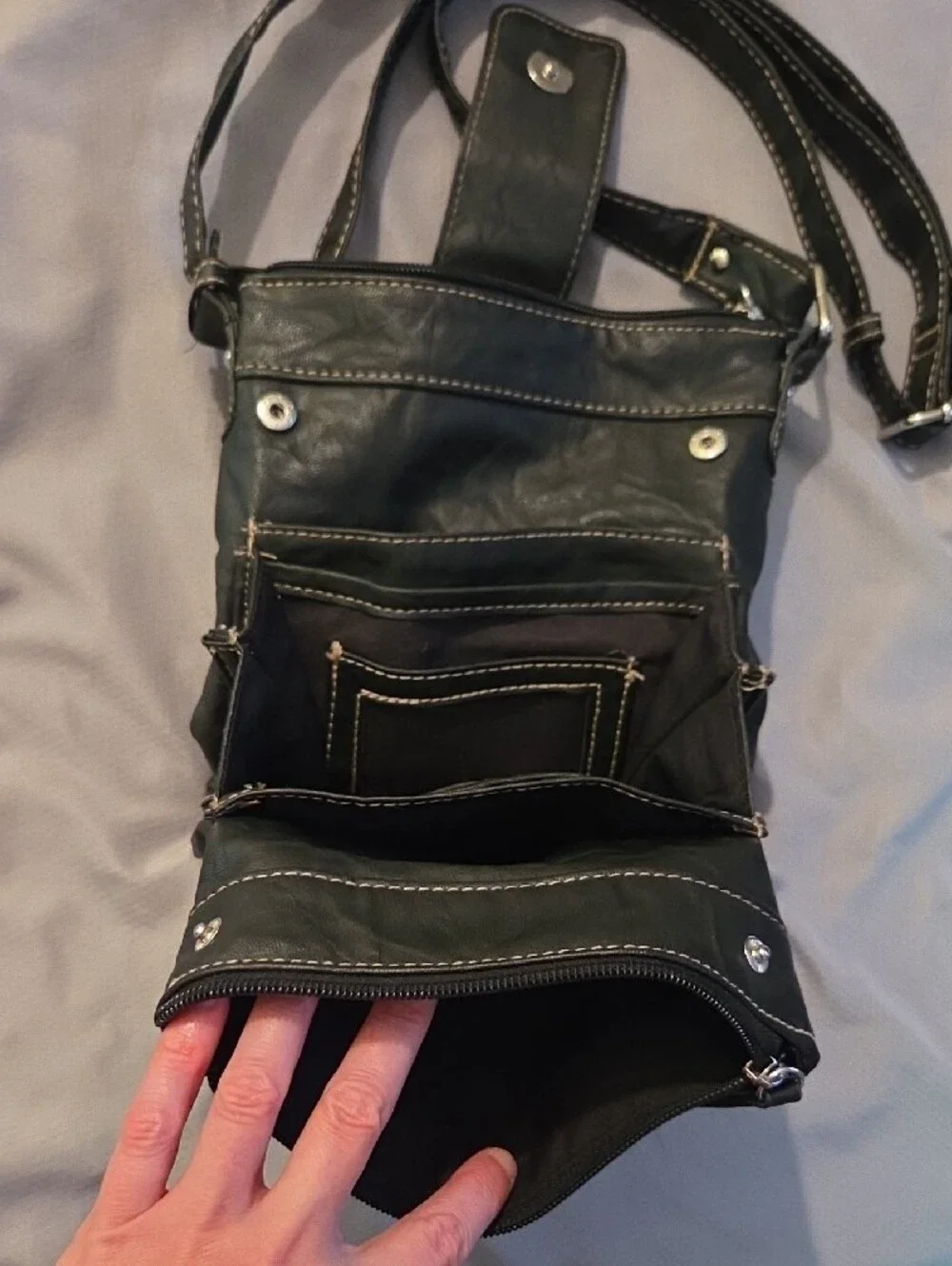 Rosetti Black Faux Leather Crossbody